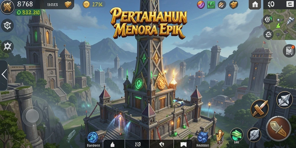 Screenshot gameplay 8768 menampilkan aksi menara pertahanan yang mendebarkan.