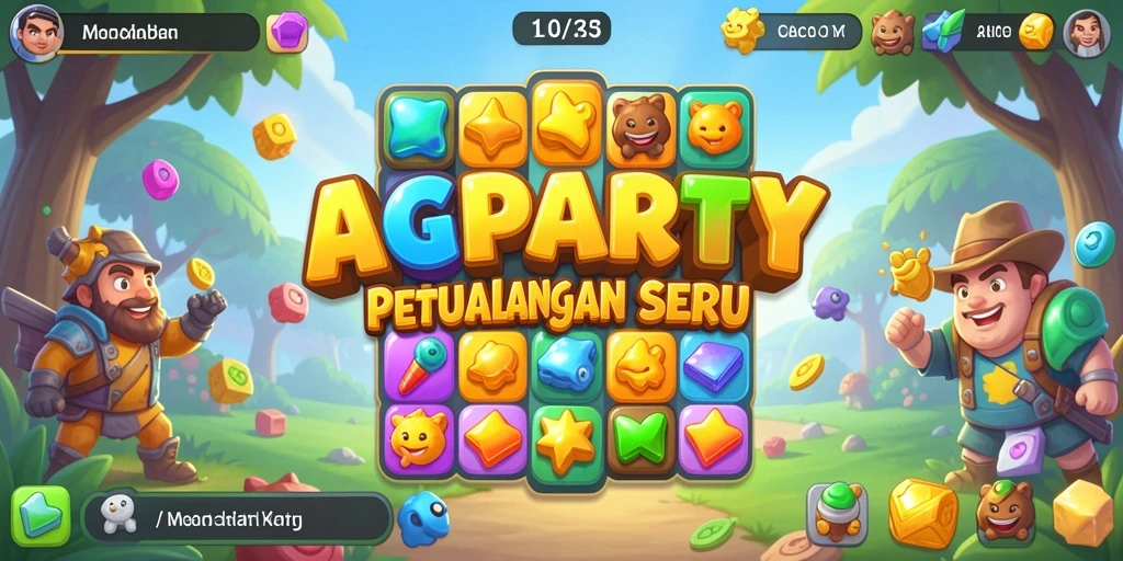 Gameplay seru Match-3 di ACEPARTY dengan elemen berwarna-warni.