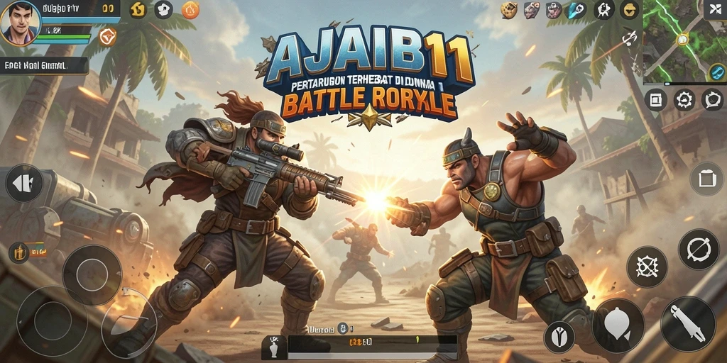 Screenshot gameplay AJAIB11 yang menegangkan di arena Battle Royale.