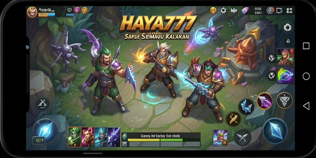 Tampilan gameplay seru HAYA777 di arena MOBA.