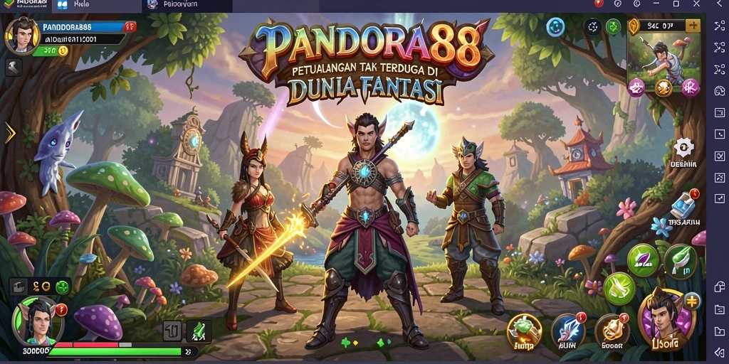 Screenshot utama PANDORA88 menampilkan gameplay seru di dunia fantasi.