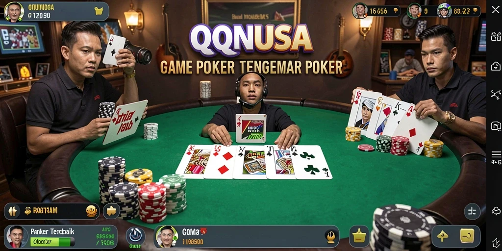 Tampilan gameplay menarik di QQNUSA saat bermain Poker.