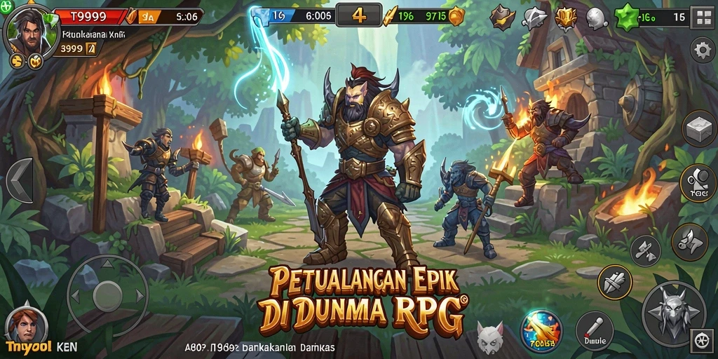 Tampilan screenshot utama T9999 menampilkan aksi seru dalam gameplay RPG.