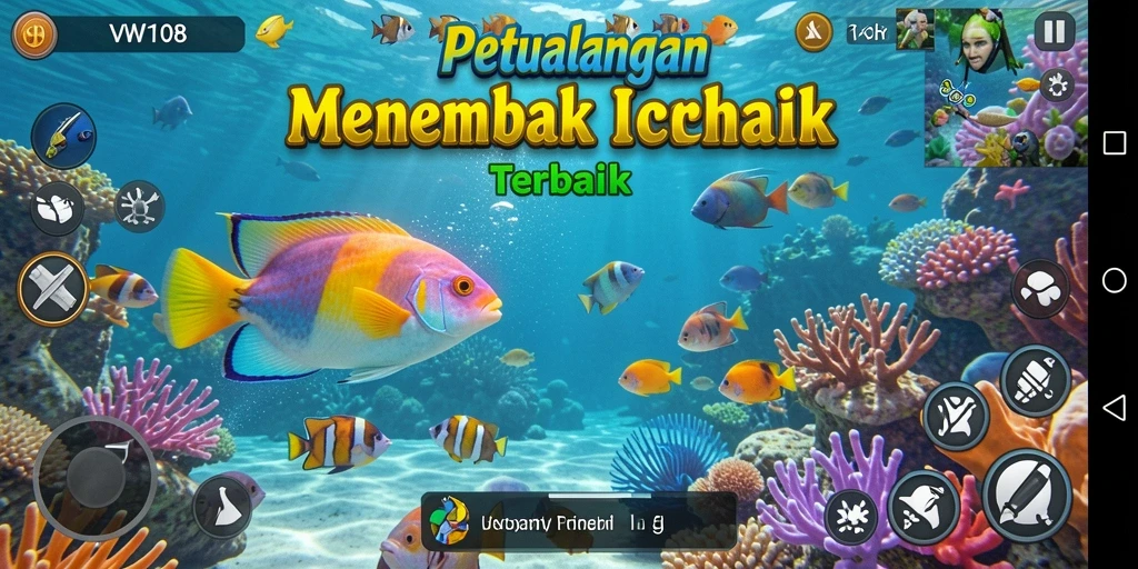 Gameplay menembak ikan yang seru dan penuh warna.